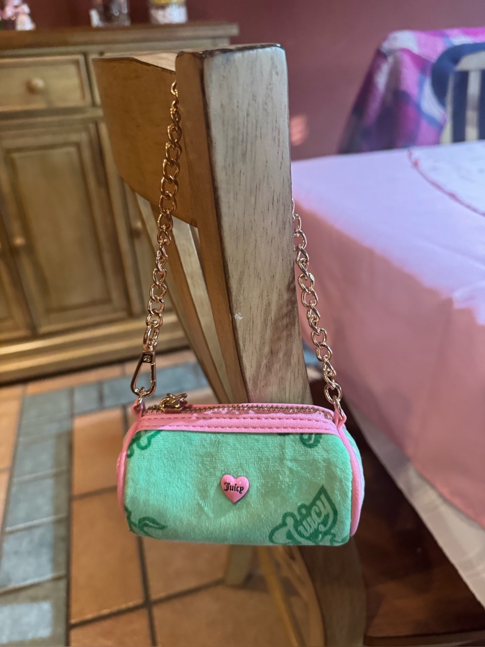 Juicy Couture Mint Green and Pink Mini Chain-Handle bag